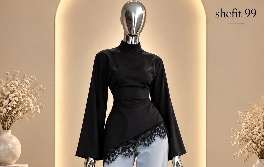 Women's Long Sleeve shirt, Mock Neck